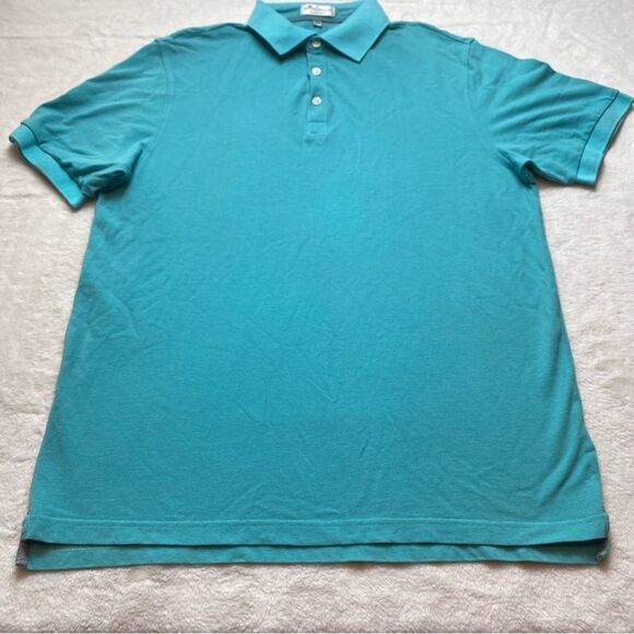 Peter Millar Crown Soft Teal Short Sleeve Polo Size Large - Picture 1 of 10